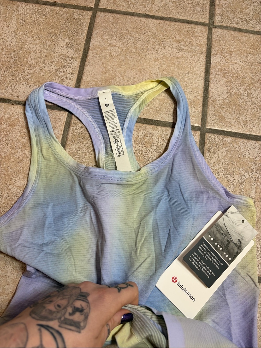 NWT Lululemon Swiftly Tech Racerback Tank 2.0 Waist Psychedelic Wash Lavender 6 - Picture 3 of 6